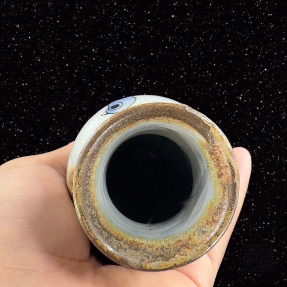 Mexico Pottery Bud Vase Tonala Hand Painted Bird Two Sided Tree Mexican Pottery - Picture 8 of 13